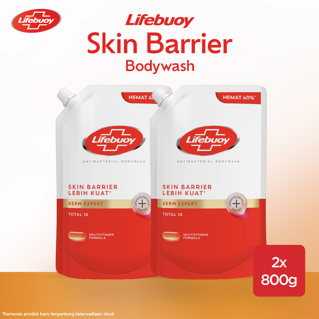 [HEMAT 30%] Lifebuoy Sabun Mandi Cair Body Wash Total 10 Antibakteri 2x800ml