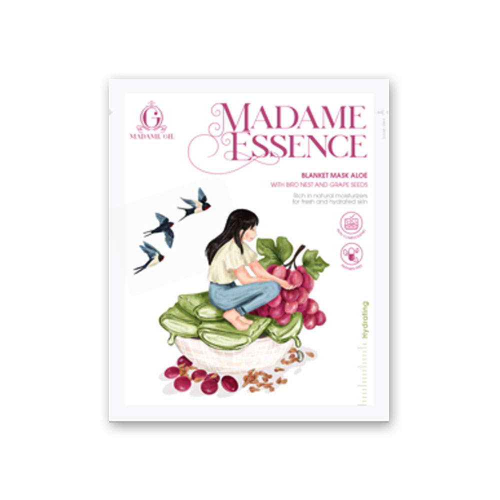 Madame Gie Madame Essence Blanket Mask - Madame Gie Sheet Mask (Aloevera, Rice Bran, Olive, Pomegranate, Centela, Yuju Lemon, White Tea, Date Plam)