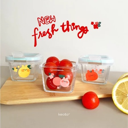 Keola Glass Food Container Square 160ml | Wadah Makanan Kaca MPASI Anak Bayi