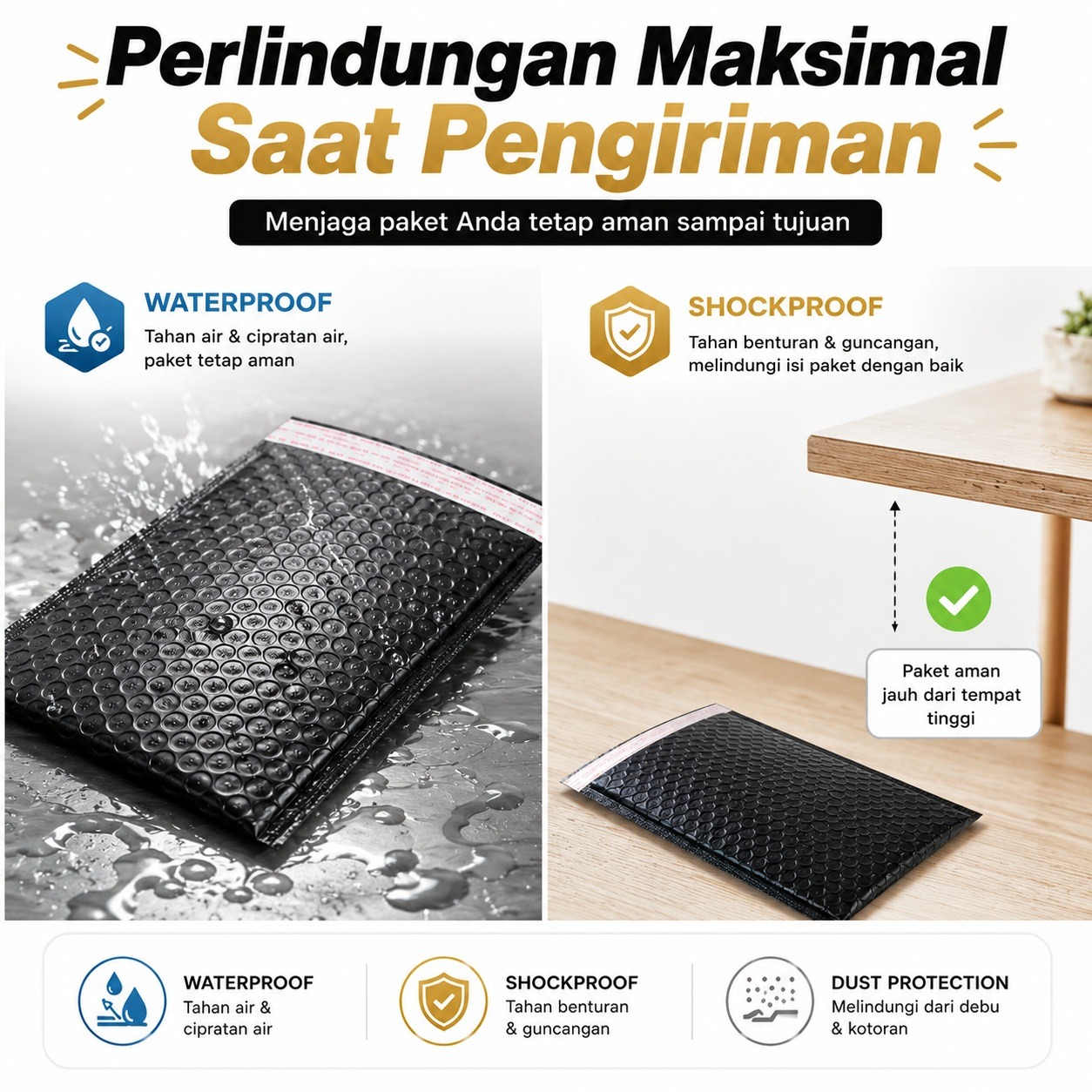 PW-18 Amplop Bubble Mailer Polymailer Packing Olshop Anti Air Bubble Bag Packing Polymailer Bubble / 20 Lembar