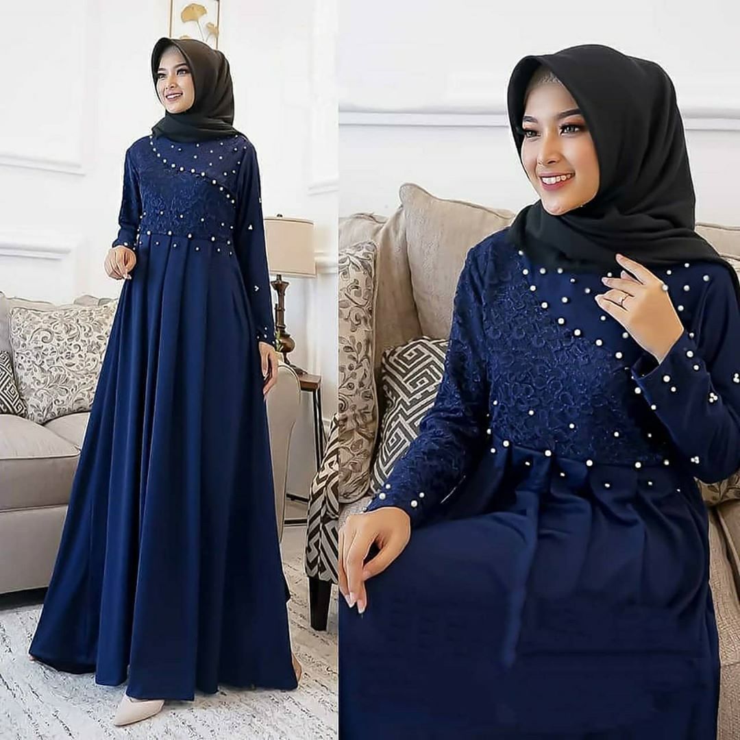 Baju Muslim Modern DELISYA MAXI MC Bahan WOLYCRAPE APLIKASI MUTIARA GAMIS WANITA TERBARU 2020 Modern Remaja Gamis Wanita Murah Gamis Wanita Jumbo