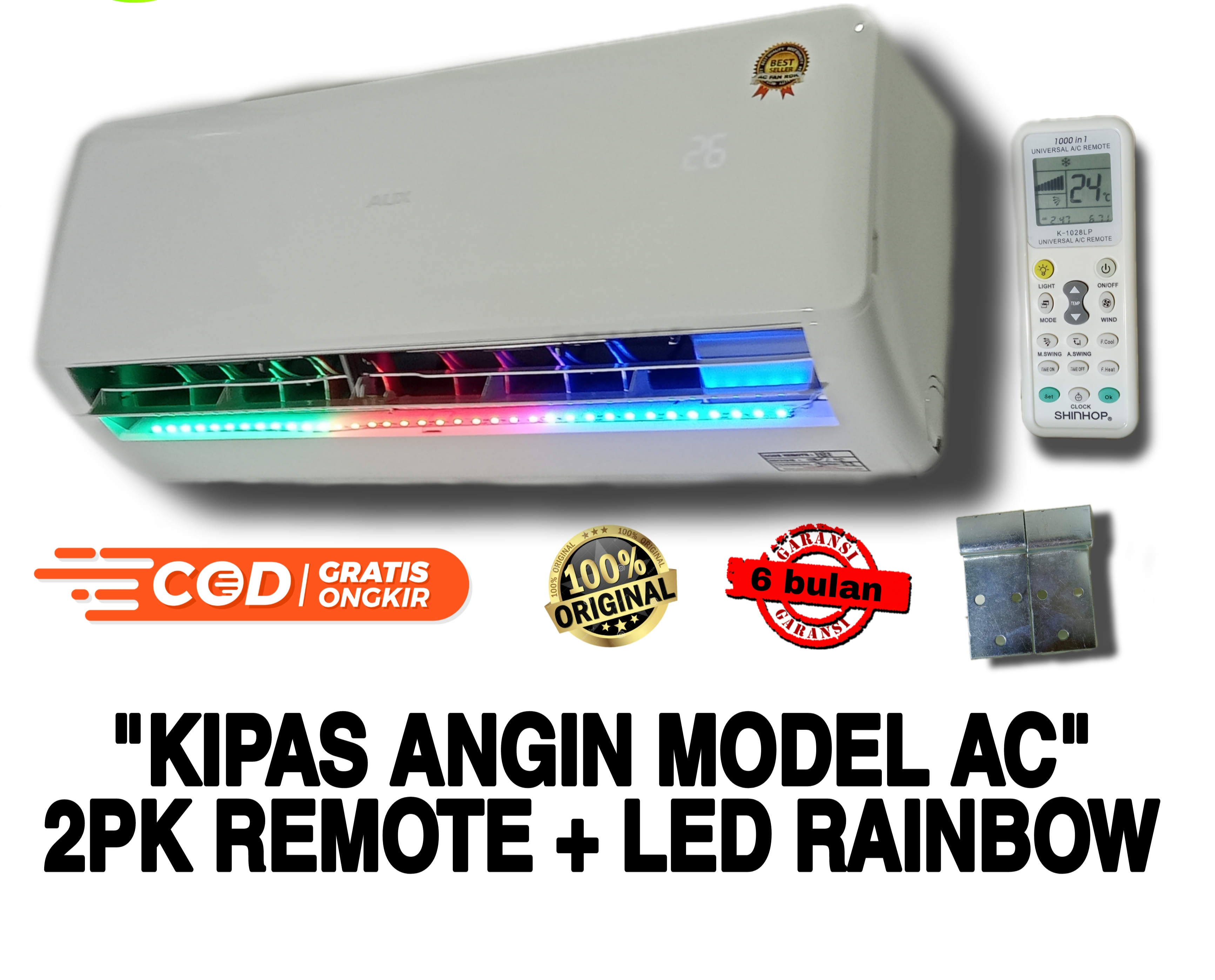 Kipas Angin Model Ac 2pk Pakai Remote+ Lampu LED