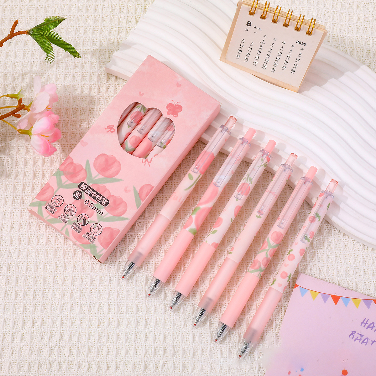 COD 1SET ISI 6 PCS PULPEN MEKANIK AESTHETIC / PINK STUFF STATIONERY / RIBBON PINK SET PEN / COQUETTE MECHANICAL PEN