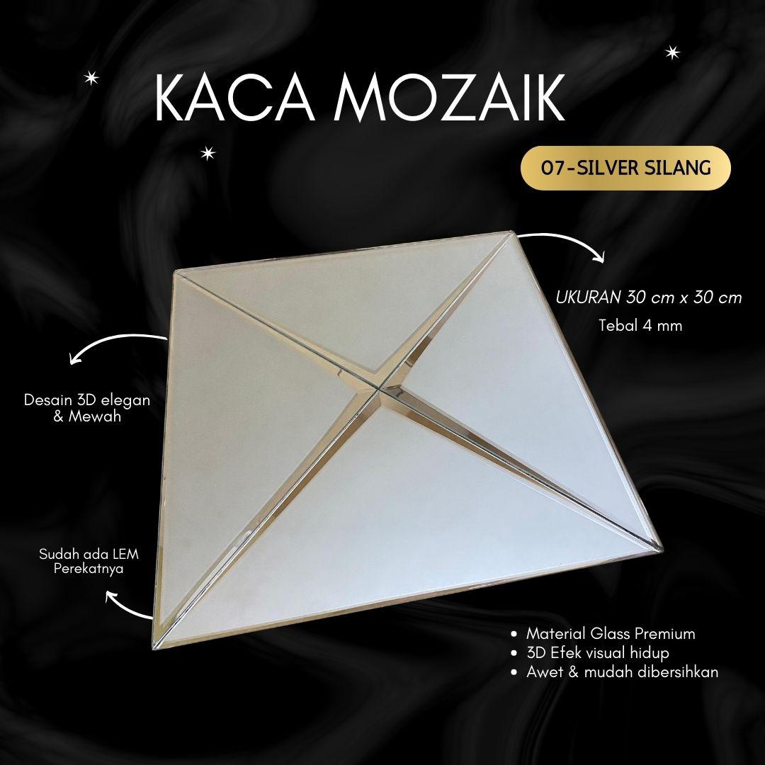 KACA CERMIN BEVEL MOZAIK / TEBAL 4MM / UKURAN 30CM X 30CM / SUDAH TERMASUK PEREKAT
