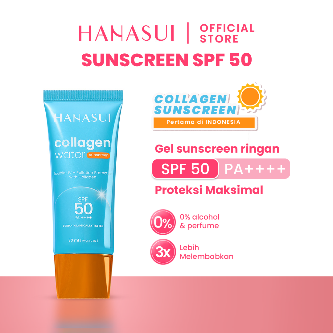 Hanasui Collagen Water Sunscreen SPF 50 - Ringan & Menenangkan Kulit No Whitecast Tidak Kusam Ber...