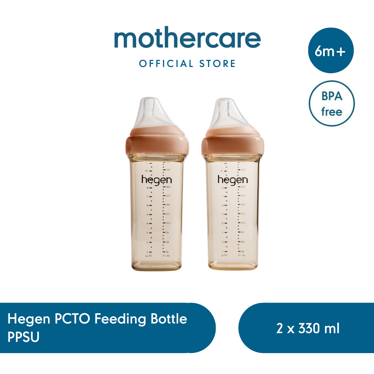 Hegen PCTO Feeding Bottle PPSU 330 ml (2Pk) - Set Botol Susu Anak Bayi