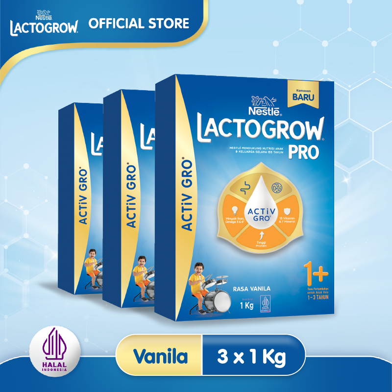 [Paket isi 3] Lactogrow PRO 1+ Vanila 1kg