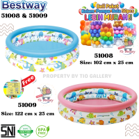 Kolam Renang Anak dan Bayi Bestway 51008 uk 102 x 25cm - Paket Kolam Mandi Bola Free Lem