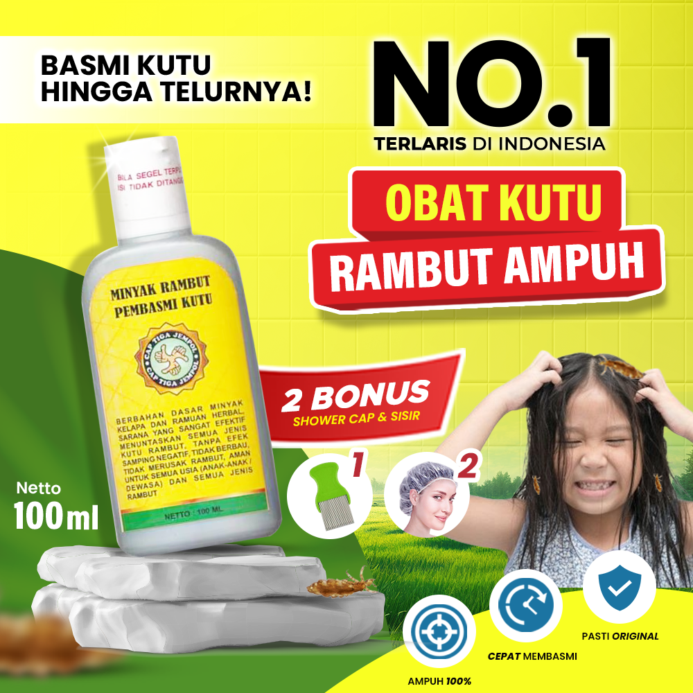 Minyak Kutu Rambut Cap Tiga Jempol Herbal Obat Kutu Rambut Sampo Shampo anti kutu rambut
