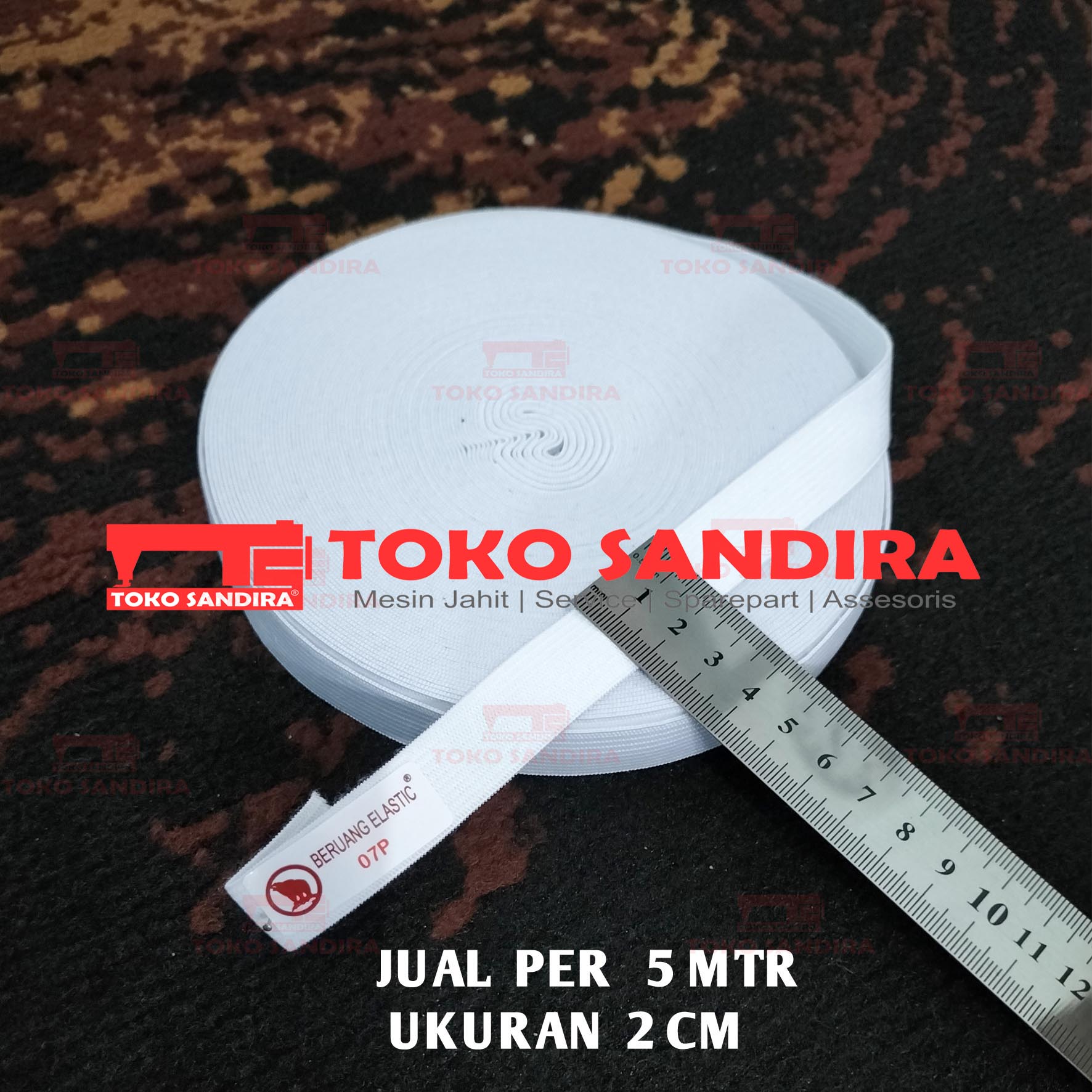 5 mtr Karet 2 cm/karet Elastic 07P/karet 2 cm/karet murah