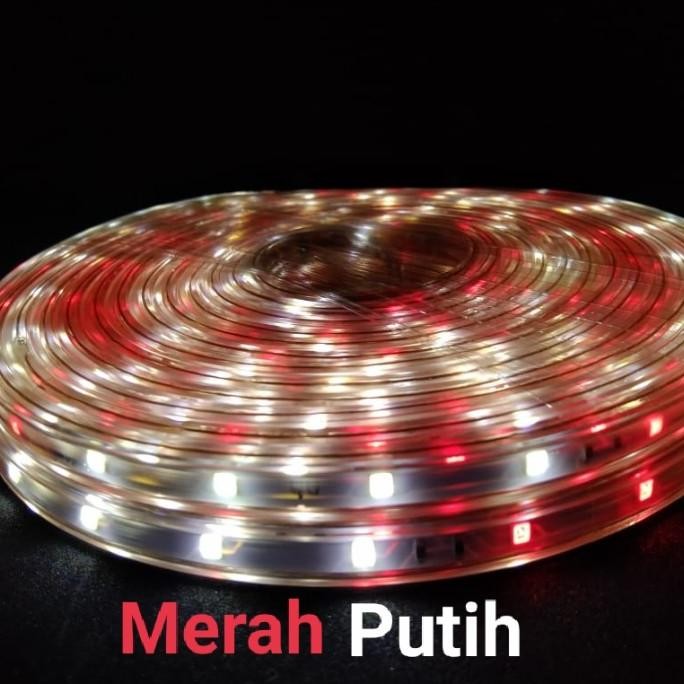 LAMPU LED STRIP SELANG WARNA WARNI 2835 3528 220V + ADAPTOR OUTDOOR RGB RAMADHAN LEBARAN MERAH PUTIH