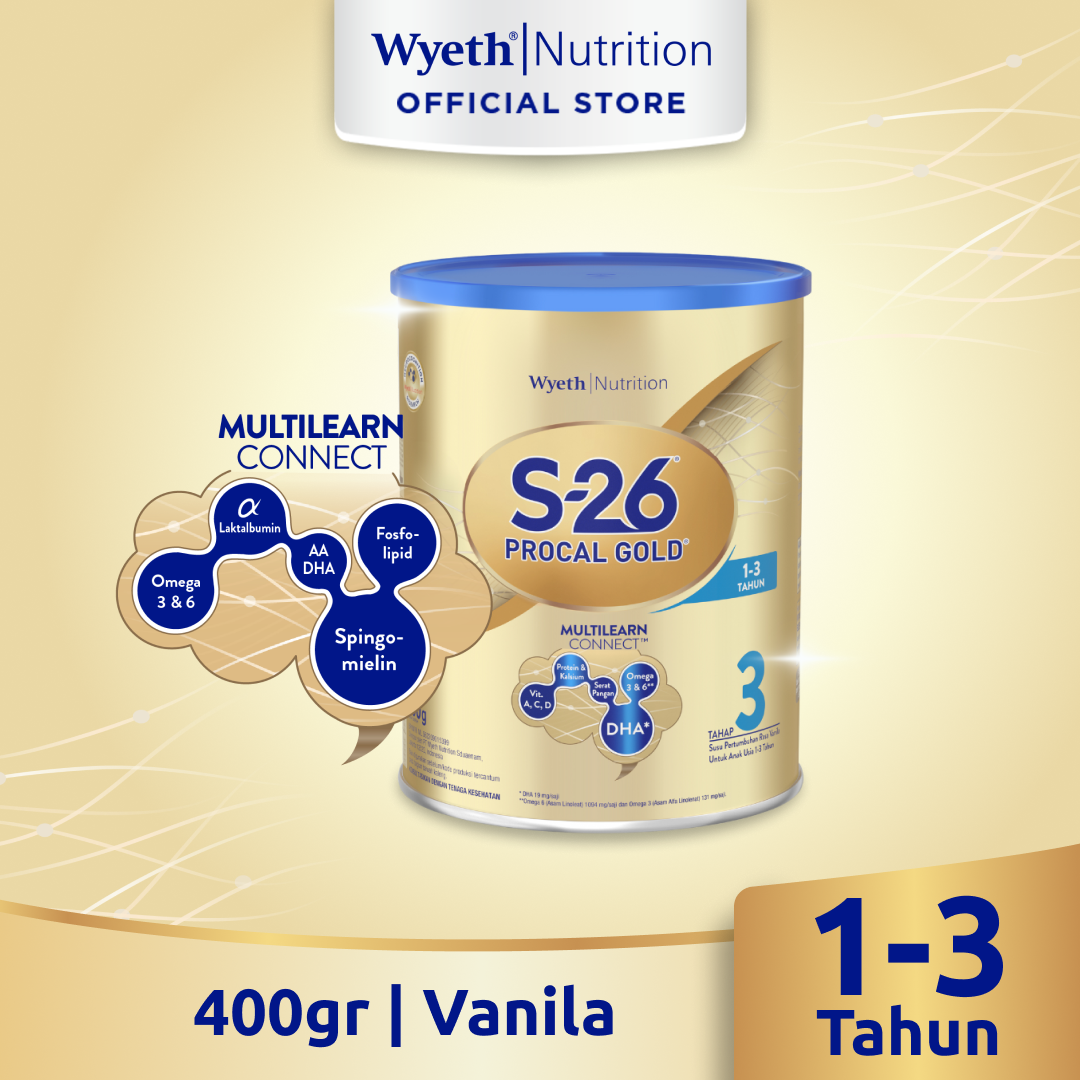 S-26 PROCAL GOLD Tahap 3 Vanila Susu Pertumbuhan Anak Usia 1-3 Tahun 400gr