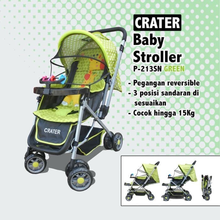 Termurah Baby Stroller Crater 213 Kereta roda 4 Bisa dilipat Ada kelambu Dilengkapi tempat minum dan mainan