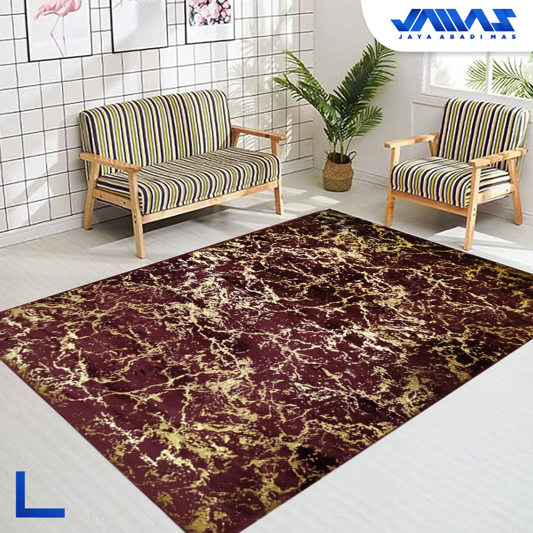 Karpet Marble Golden Motif Lava Ukuran 190x220 Cm Tebal Empuk Anti Slip