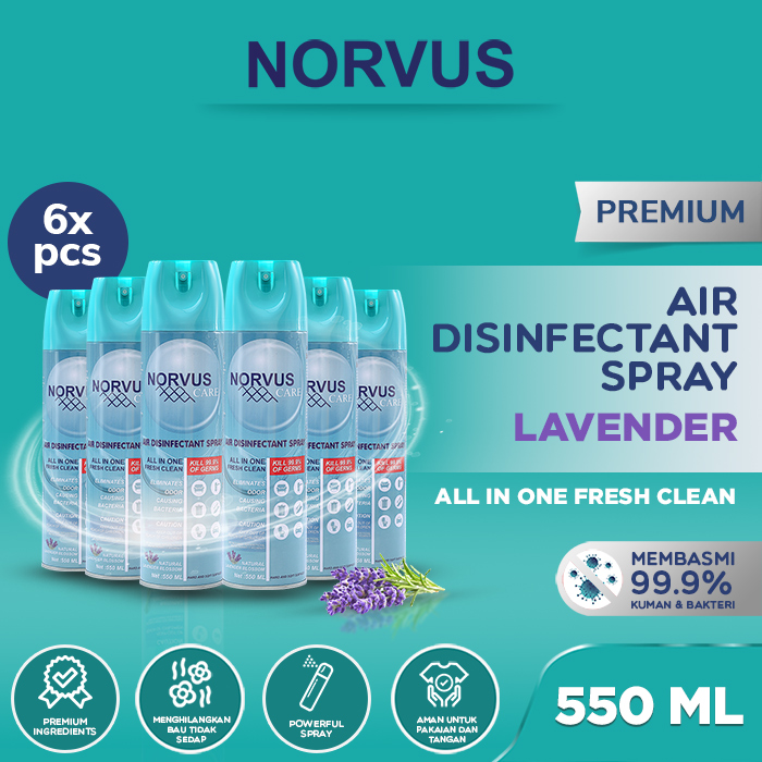 Lavender 6x 550ml Air Disinfectant Spray - NORVUS