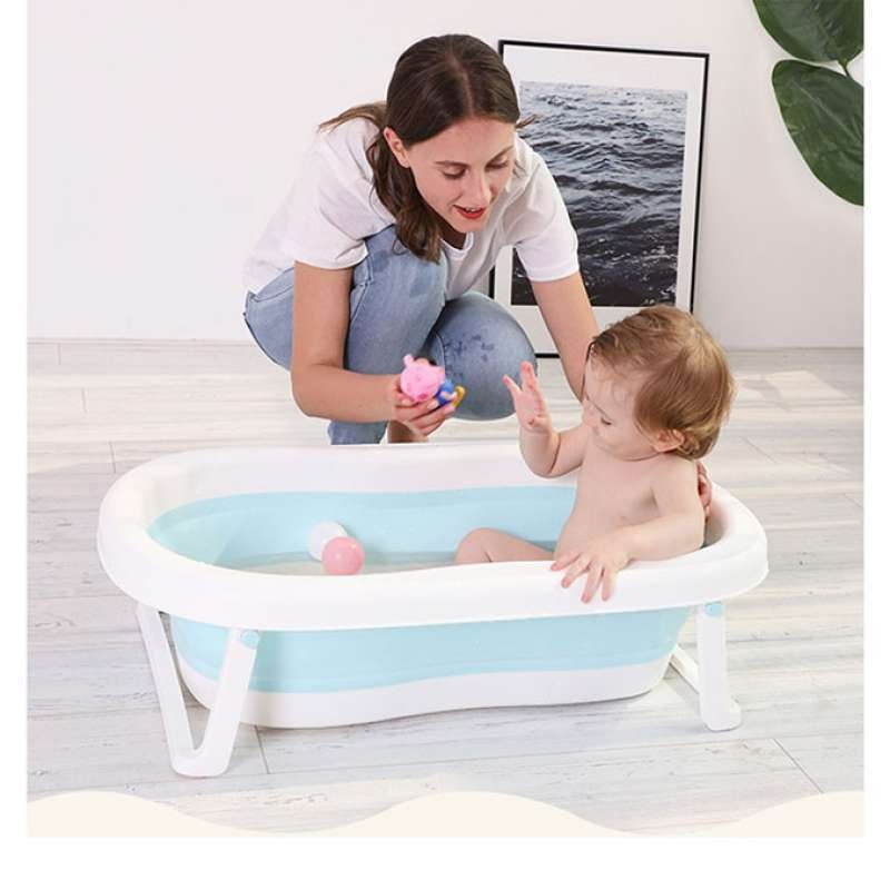 BAK MANDI BAYI Silicone Collapsible dengan Lipat untuk penyimpanan mudah untuk kulit bayi mandi