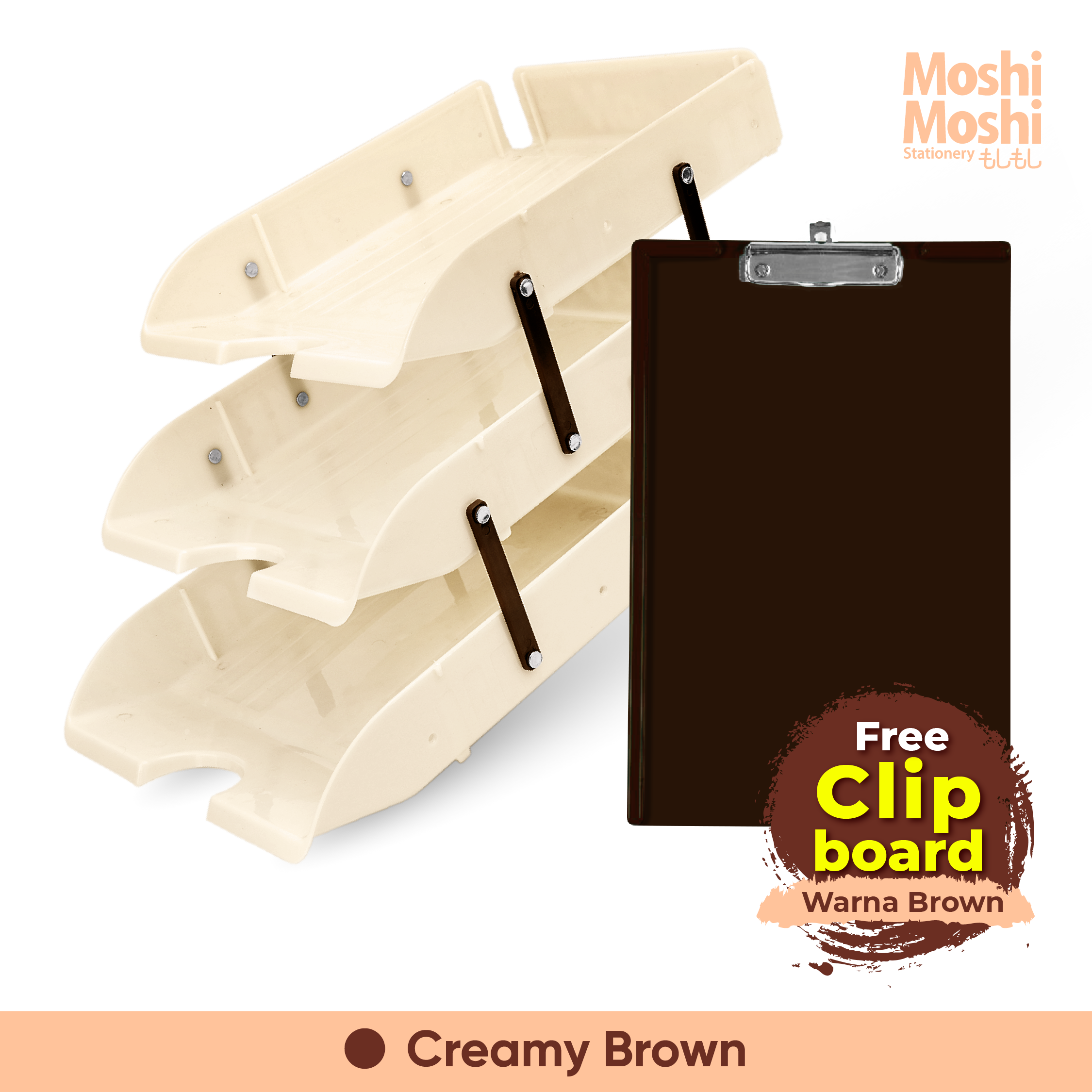 PROMO Document Letter Tray Rak Susun Dokumen 3 Tingkat FREE Clipboard Papan Klip Moshi