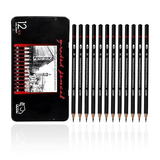 SPM 12 pcs Pensil Gambar Sketsa Set Lengkap 2H H F B HB 2B 3B 4B 5B 6B 7B 8B Charcoal Pencils Set Perlengkapan Lukis