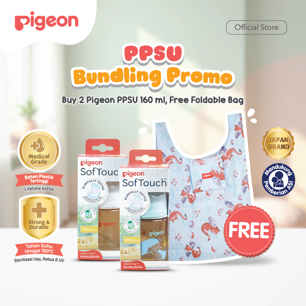 [PPSU BUNDLING PROMO] BUY 2 PIGEON PPSU 160 ML FREE 1 FOLDABLE BAG | BOTOL BAYI | PPSU | MEDICAL GRADE | PRODUK PROMO