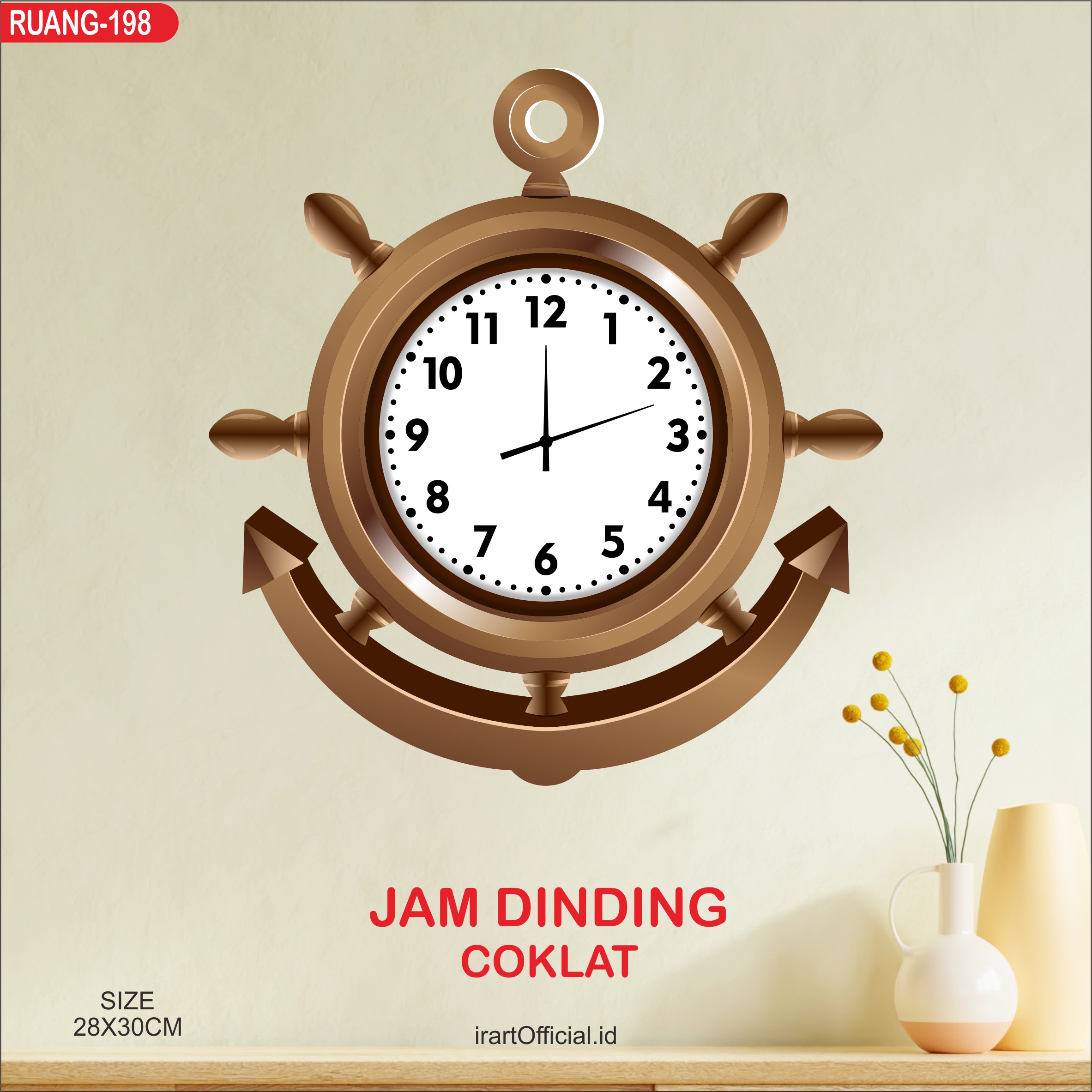 RC 200 Jam Dinding aesthetic Ukir HOME Sweet Home MOTIF JANGKAR Hiasan dinding Ruang tamu