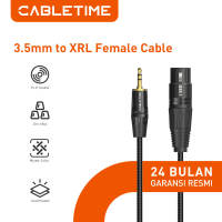 CABLETIME Kabel Audio XLR Microphone To Jack Aux 3.5mm Male to XLR Female