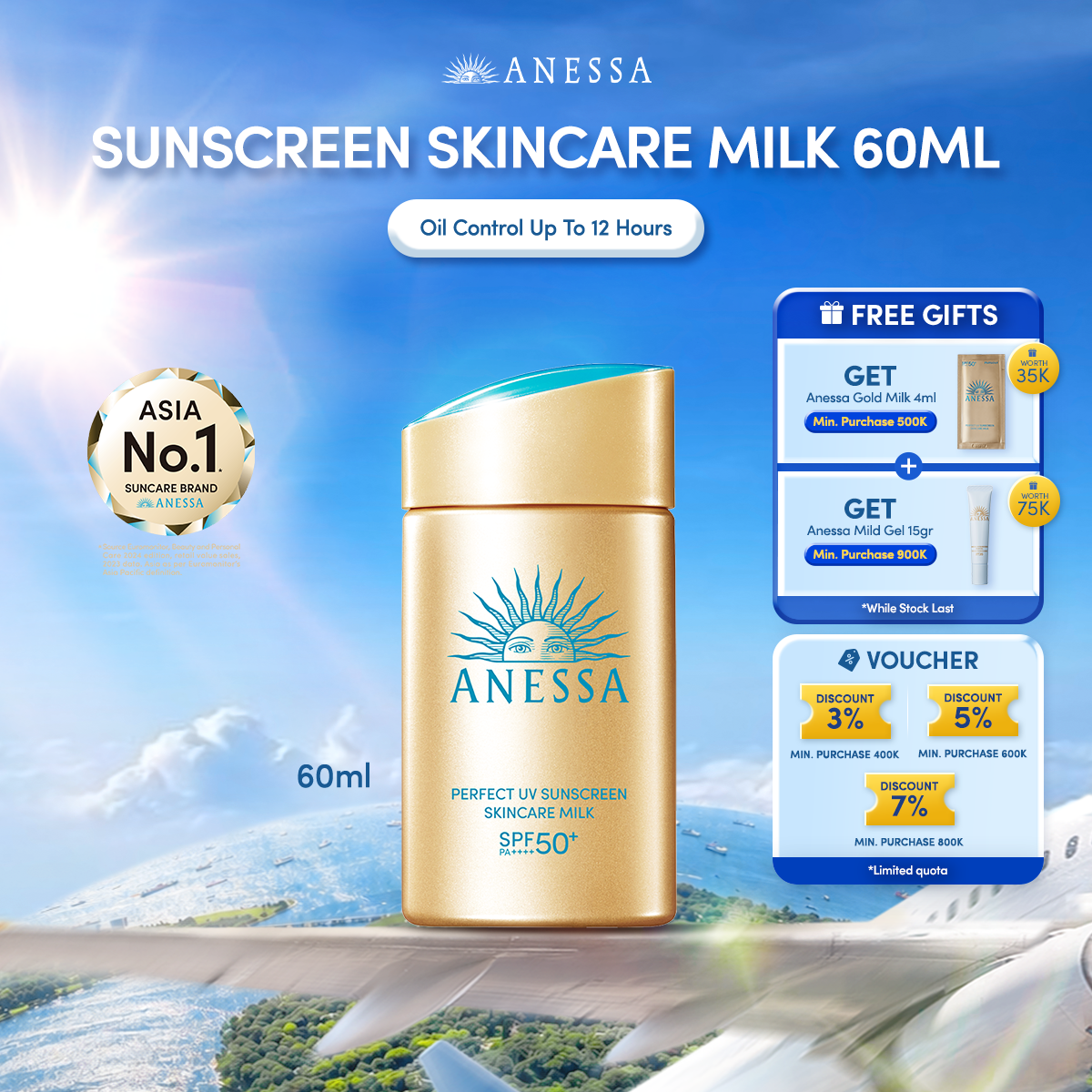 Anessa - Perfect UV Sunscreen Skin Care Milk SPF 50+ PA++++