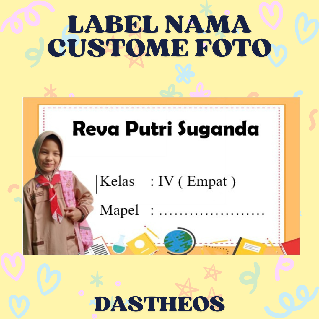 20pcs Label Nama Buku Pelajaran Custom Foto Harga Termurah !!!
