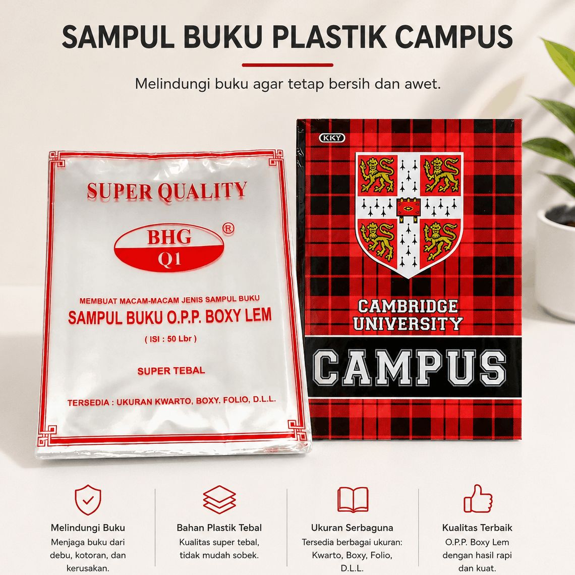 1 Pak Sampul Plastik Buku Tulis Campus / Big Boss isi 50 Lembar