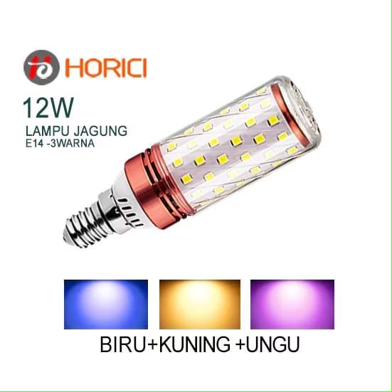 Lampu Bohlam 3warna Led Candle 12W 16W Jagung E27 E14 Hias Downlight Putih Kuning Natural Biru Ungu