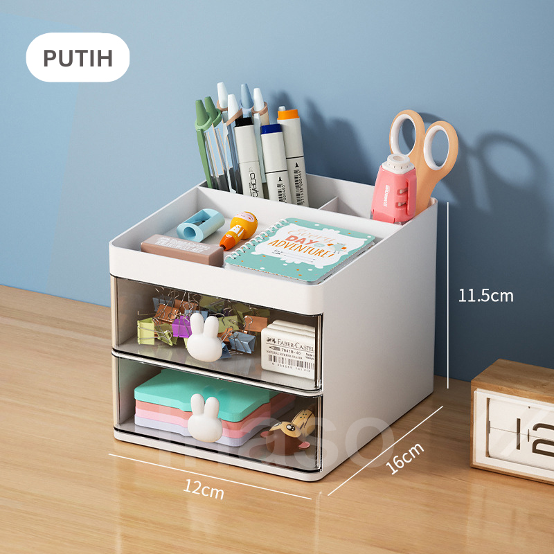 Inaso Rak Laci Organizer Meja Pensil Tempat Penyimpanan Make Up Kotak Laci Kosmetik Desktop Alat Tulis Kerja kelinci gesper kotak penyimpanan multi-fungsional/kotak penyimpanan desktop HSB661