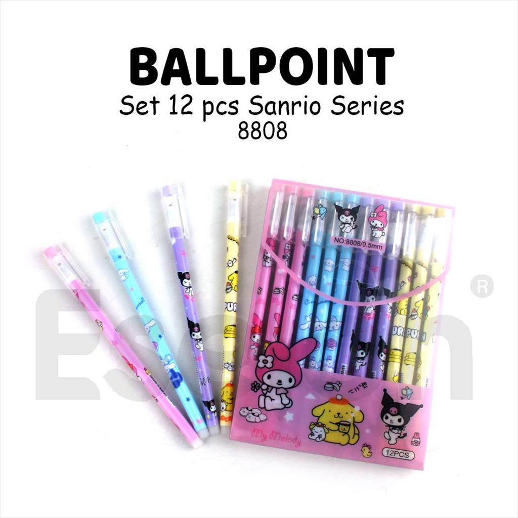 12pcs Pulpen Gel Sanrio Set 8808 / 1 Pak Pulpen Gel Fancy