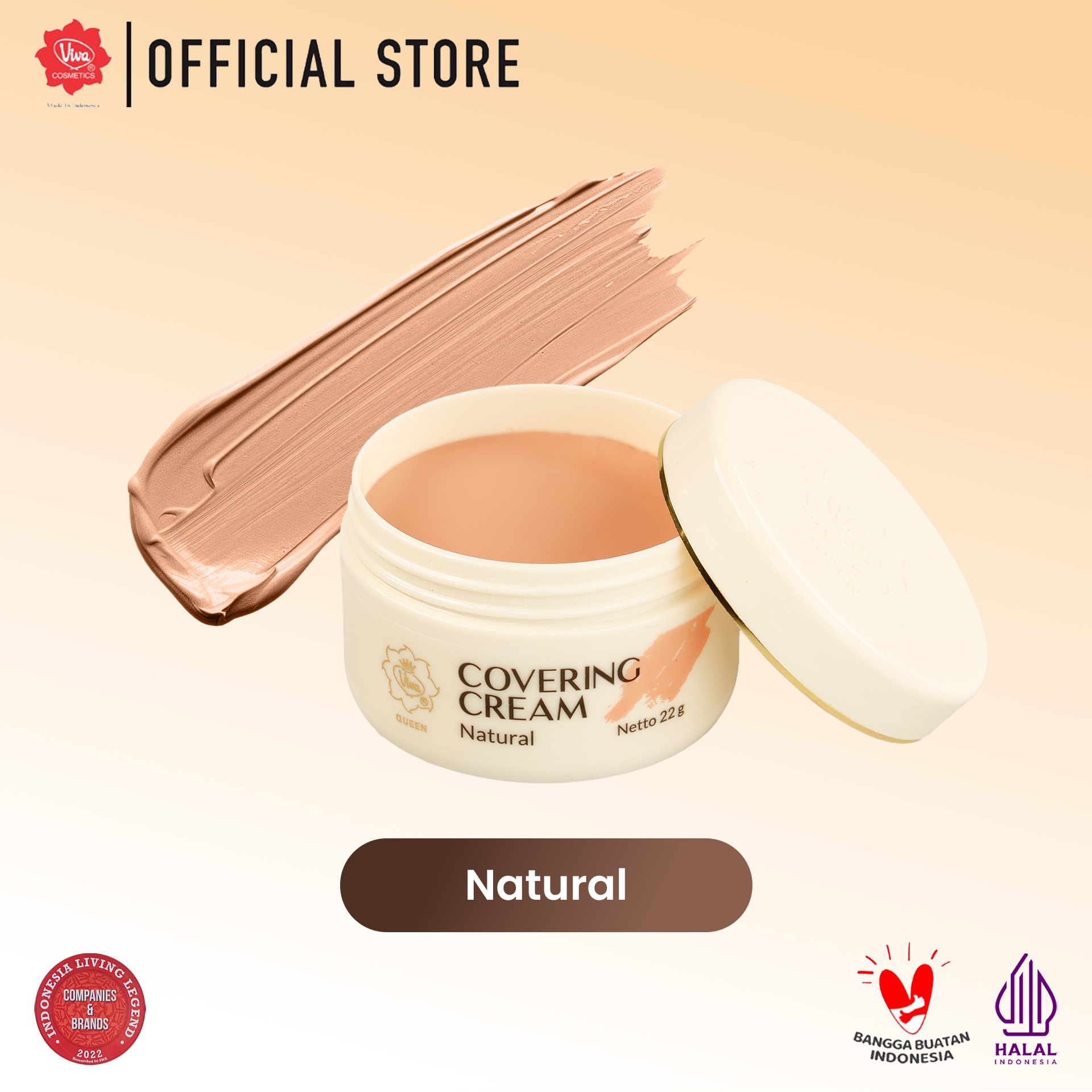 Viva Queen Covering Cream (WATERPROOF) - 22gr (Tersedia 4 Varian Warna)