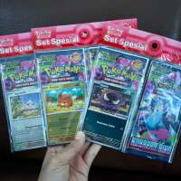Set spesial kobaran biru pawmi jigglypuff gastly pokemon tcg card original indonesia