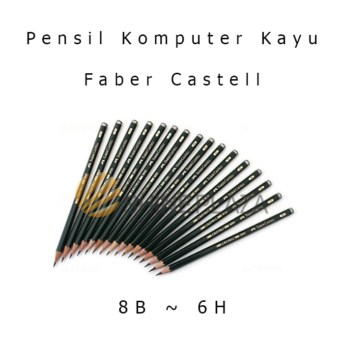 Pensil Komputer Kayu Faber Castell 9000 - Pencil 8B 7B 6B 5B 4B 3B 2B B HB F H 2H 3H 4H 5H 6H