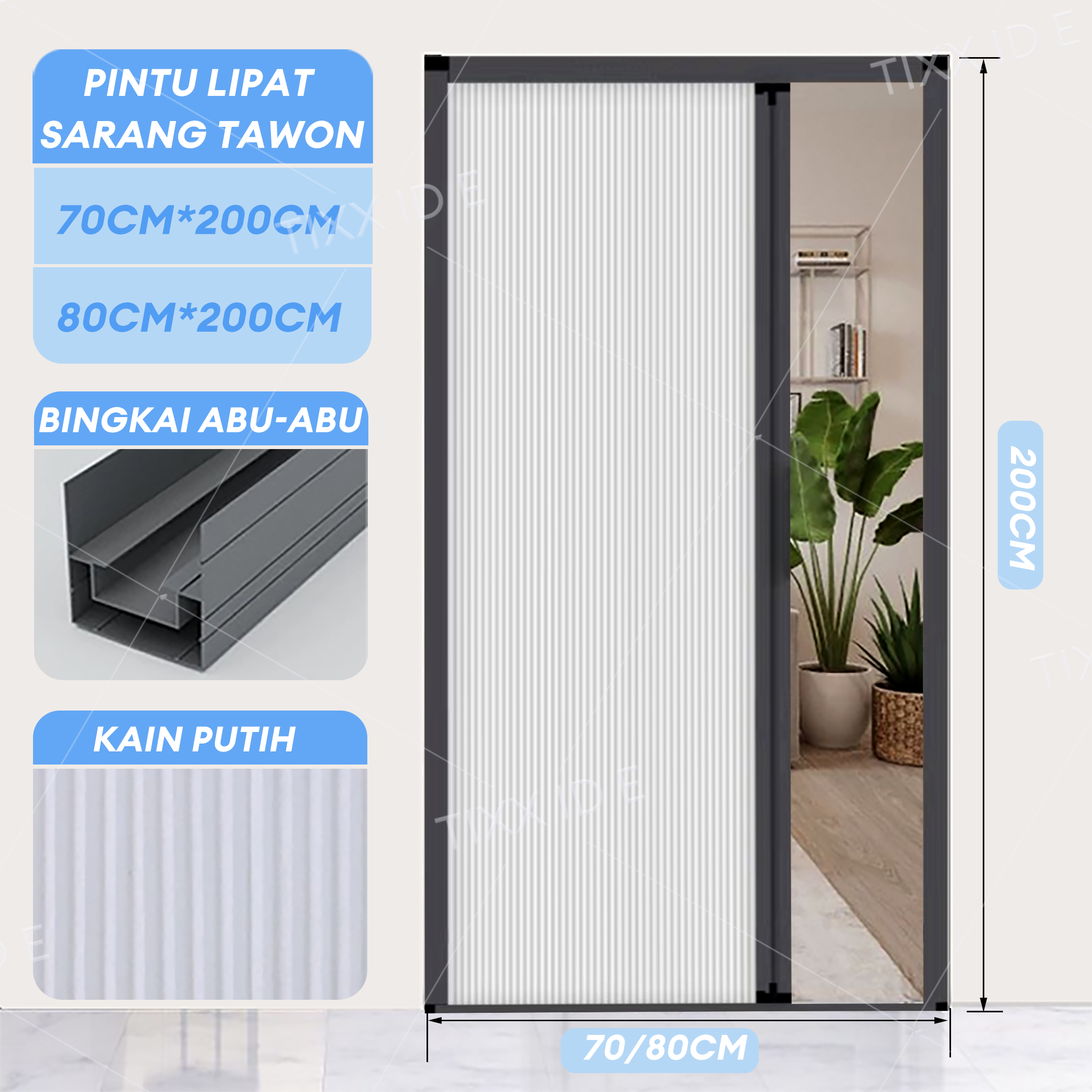 MH Pintu Lipat Sarang Lebah - Privacy Room Divider - Untuk Kamar Mandi Dapur Ruangan - Anti Bocor Suara & Panas