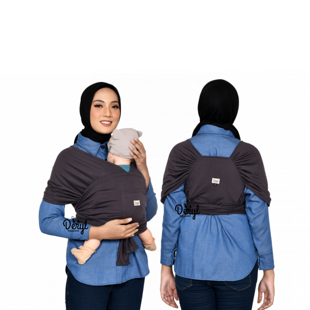 Gendongan bayi depan 3in1 Baby Wrap M shape dengan sash belt Deryl
