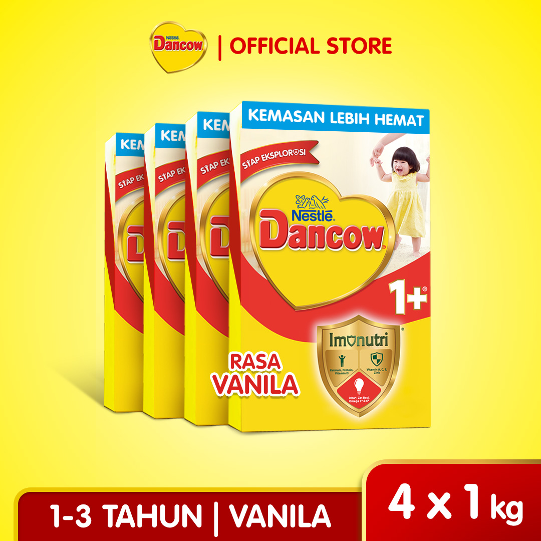 Nestlé Dancow 1+ Rasa Vanila 1-3 Tahun 1kg x4 (Monthly Pack)