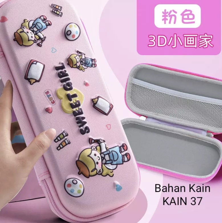 Tempat pensil anak 3D MOTIF / kotak pensil 3 dimensi TIMBUL terbaru MS37
