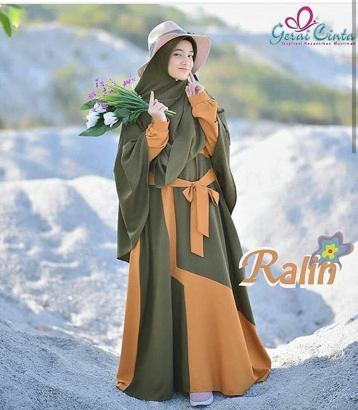 Baju Muslim Modern Gamis Ralin Syar'i Dress Plus Khimar Wollycrape Gamis Trendy Gaun Modern Casual Baju Modis Panjang Baju Syar’i Muslim Wanita Baju Kerja Syari Panjang Dress Pesta Murah Terbaru