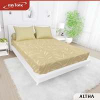 MY LOVE Sprei King Fitted Bantal 4 Ukuran 180x200 Motif Premium Elegan Halus Tebal Adem Katun nya Paling Banyak