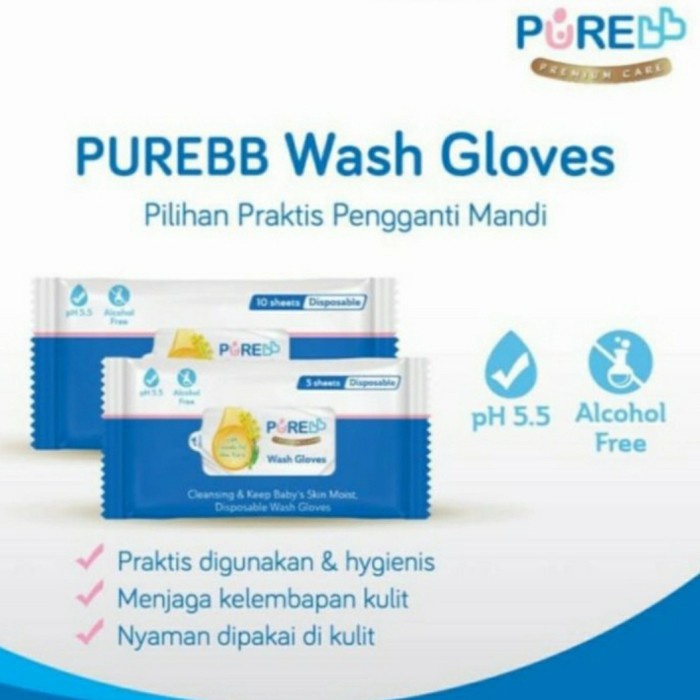 PURE BB Disposable Wash Gloves Washlap Bayi Sekali Pakai Baby Washmit