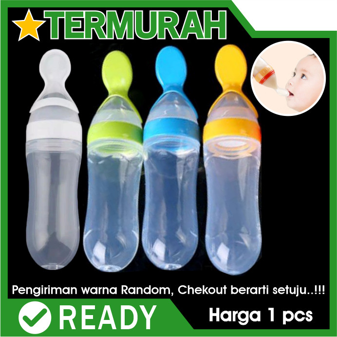 Botol Sendok Makan Bayi Mpasi Silikon Food Anti Tumpah Aman Murah Baby Feeder Bottle Spoon silicone susu dot bubur BPA free