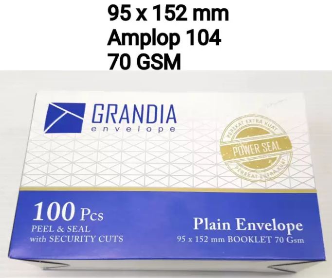RGT - 1 PACK / 100 LEMBAR Amplop Grandia Putih 104
