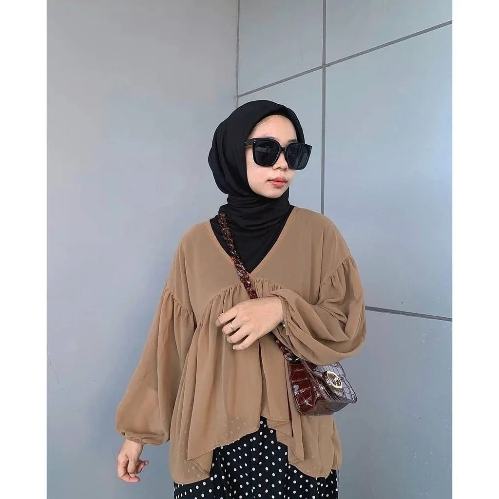 Baju Muslim Modern TYRA BLOUSE HS CERUTY Atasan Wanita Terbaru Kekinian Blouse Wanita Blus Blouse Wanita Murah 2021 Blouse Jumbo BEST SELLER