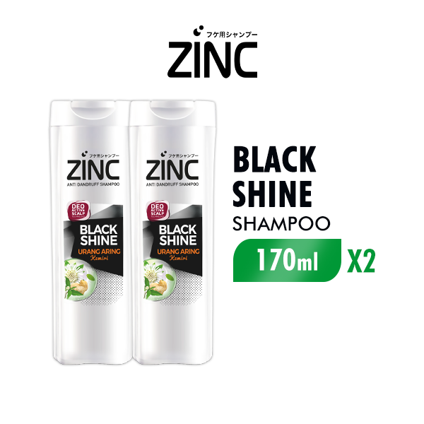 [Paket isi 2] ZINC Shampoo Black Shine Botol 170ml