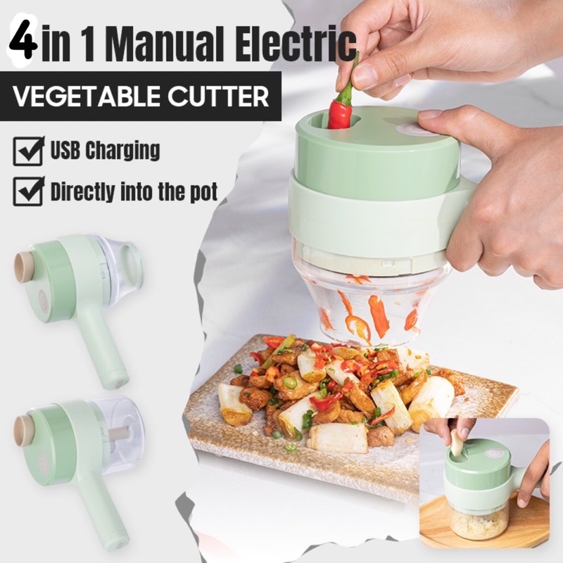 4 in 1 Set Alat Pemotong Sayuran Elektrik Mini Wireless