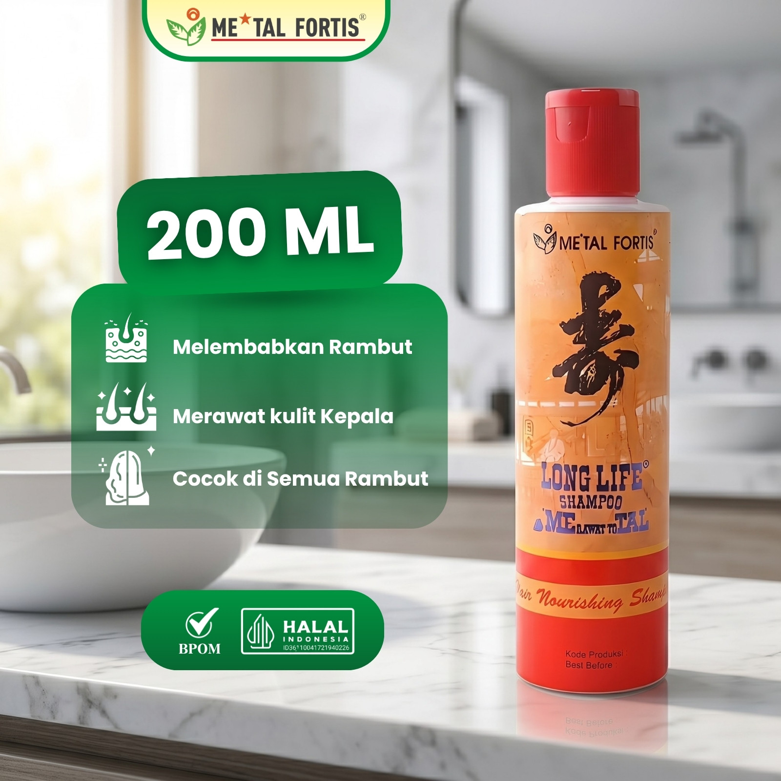 METAL FORTIS Shampo Metal 200 / 100 / 60 ML Hair Nourishing Long Life Shampoo Pembersih Dan Penum...