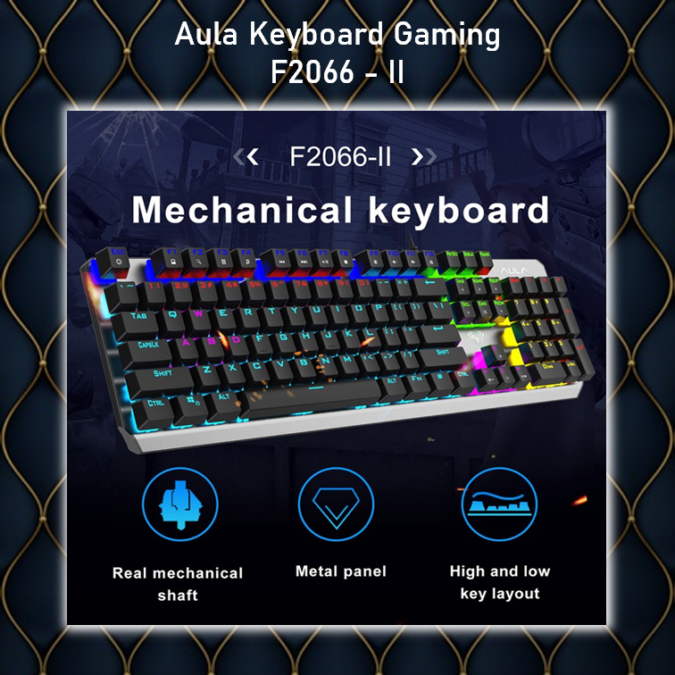 Keyboard Gaming Mechanical AULA F-2066 II Blue Switch -RGB Rainbow LED