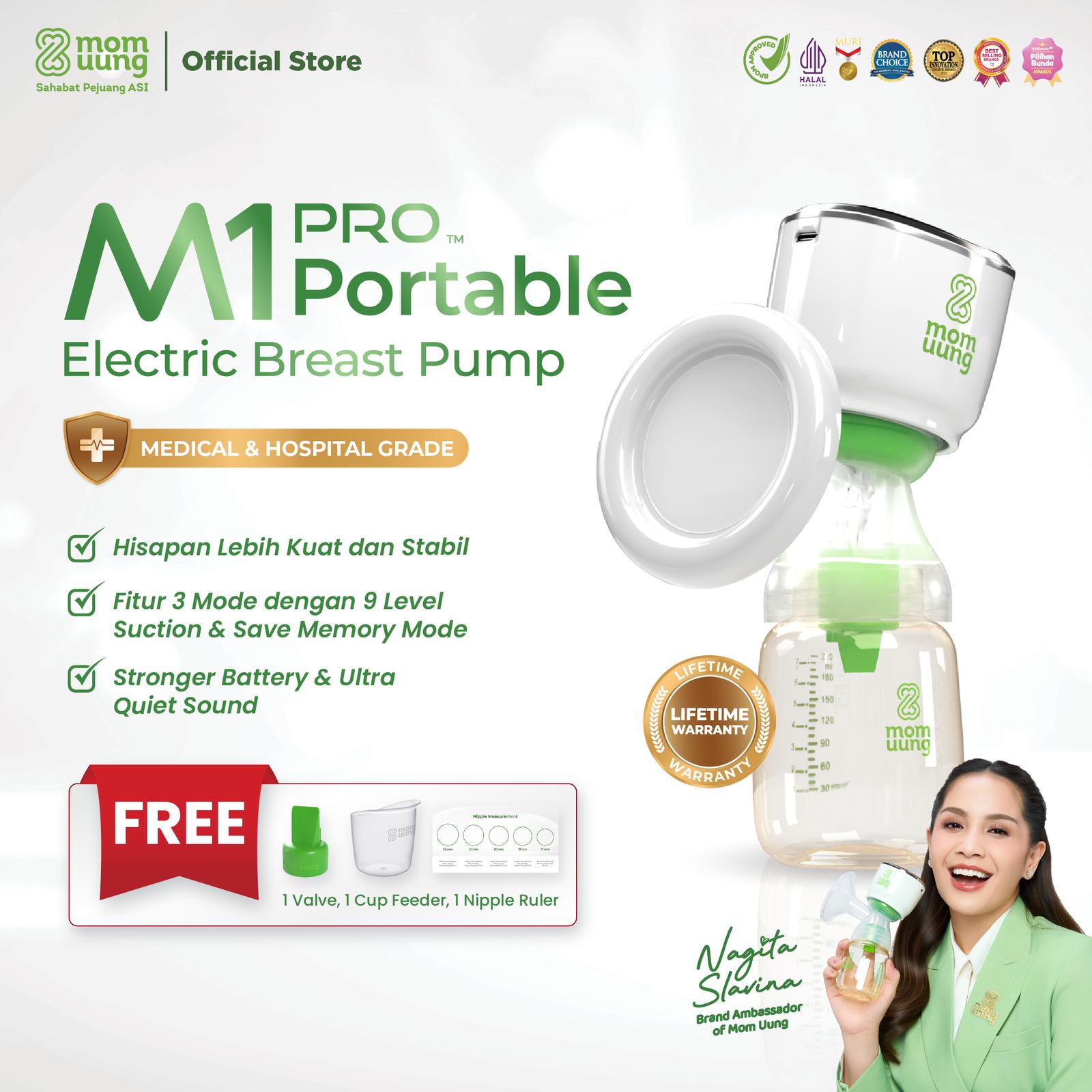 Mom Uung M1 Pro Portable Elektrik Breast Pump Hisap Kuat Stabil Medical Grade Pengosongan Maksimal ASI Lebih Deras Garansi Seumur Hidup - Lavie baby House