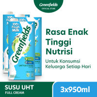 [Paket isi 3] Greenfields Milk UHT Full Cream 950 ml